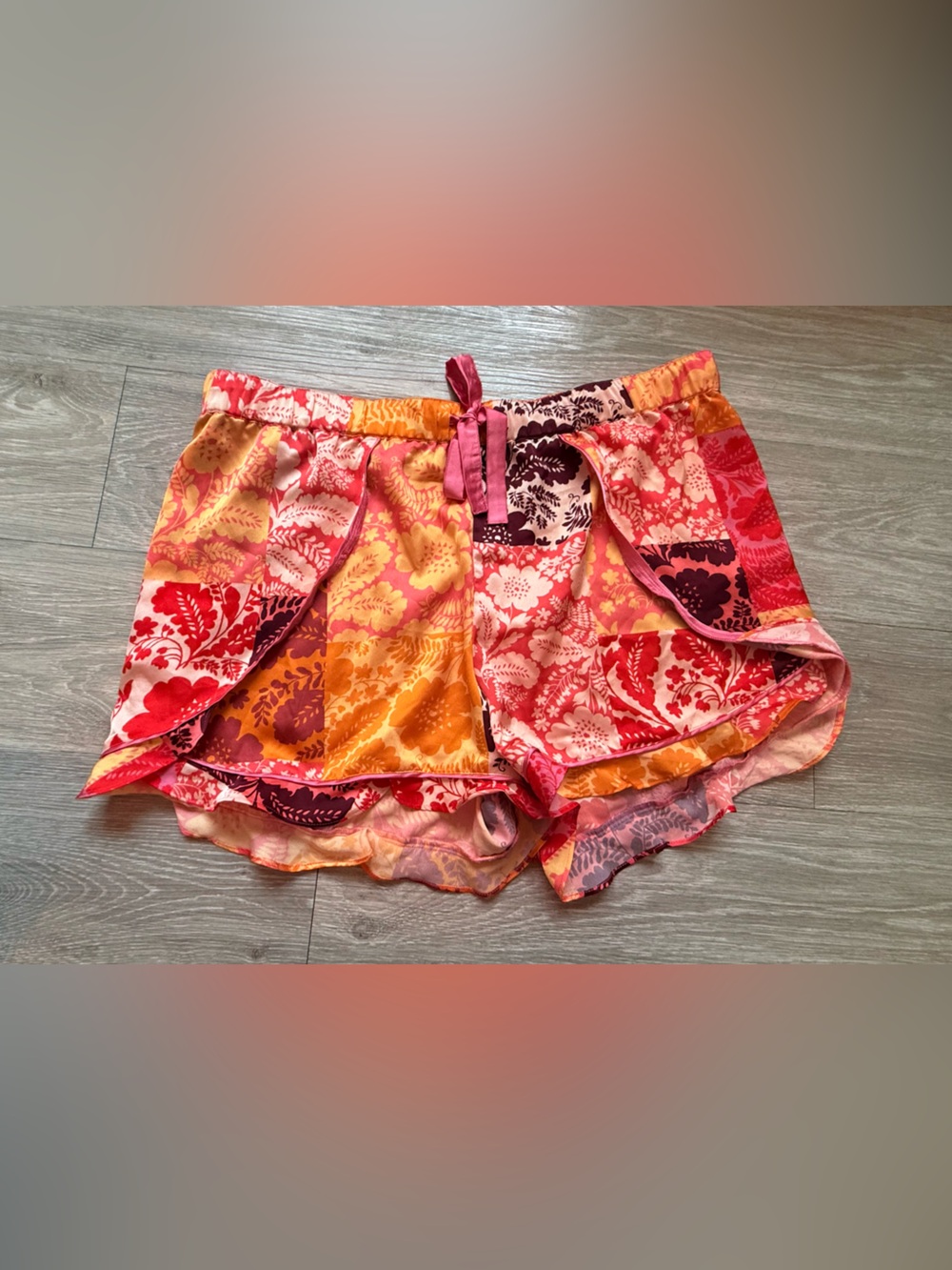 Ann Taylor Multicolor Floral Patchwork Lounge Shorts - Pink, Orange, Red